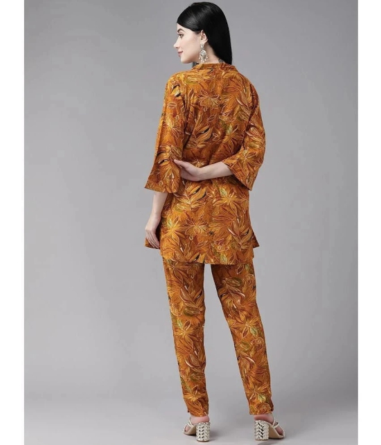 Aarika Womens Mustard Colour Floral Print Rayon Co-ord Set - None