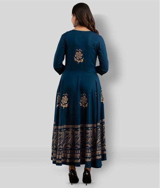 Lee Moda - Navy Rayon Women's Anarkali Kurti - XXL