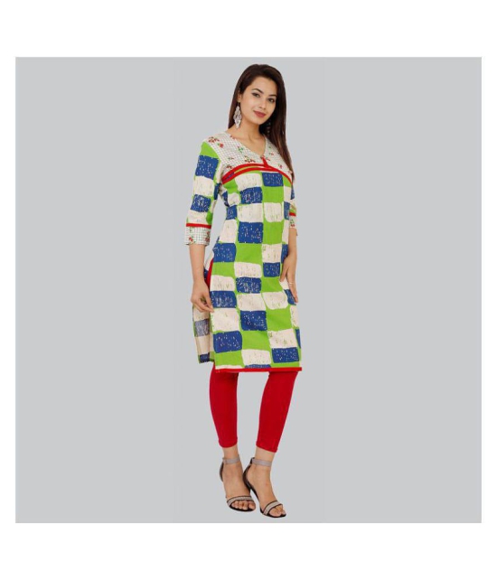 Rangun Green Cotton Blend Straight Kurti - XXL