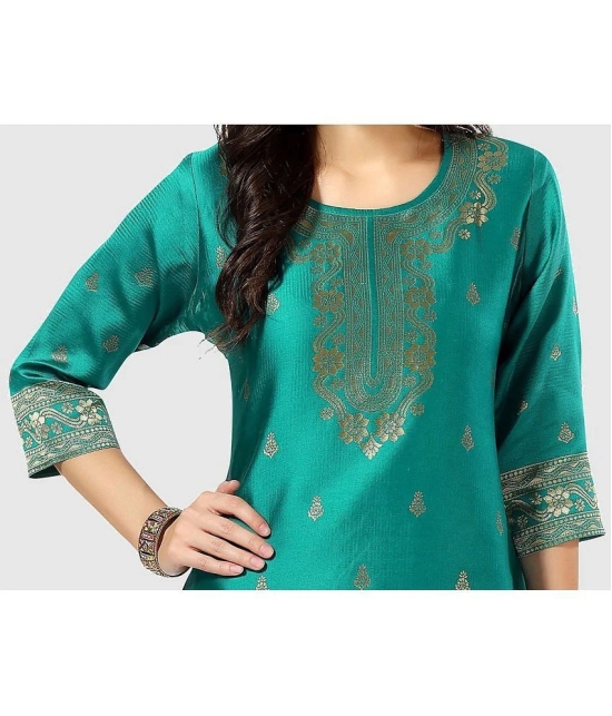 Meher Impex - Sea Green Art Silk Womens A-line Kurti ( Pack of 1 ) - None