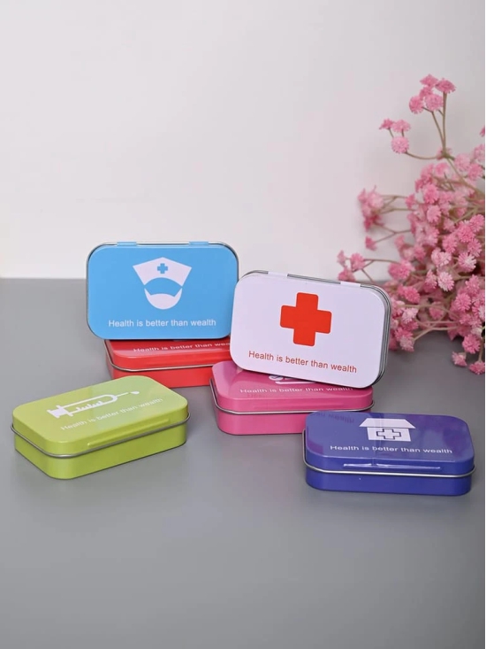 Market99 Pill Box Organizer Set of 6 - Multi Tin Glossy Finish