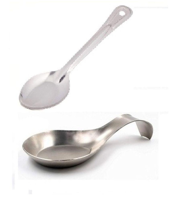 Single spoon rest with cooking spoon - Silver