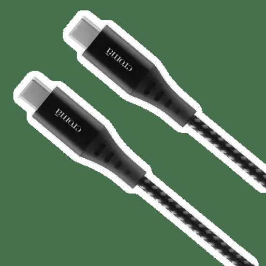 Croma Type C to Type C 3.3 Feet (1M) Cable (Nylon Braided, Grey)