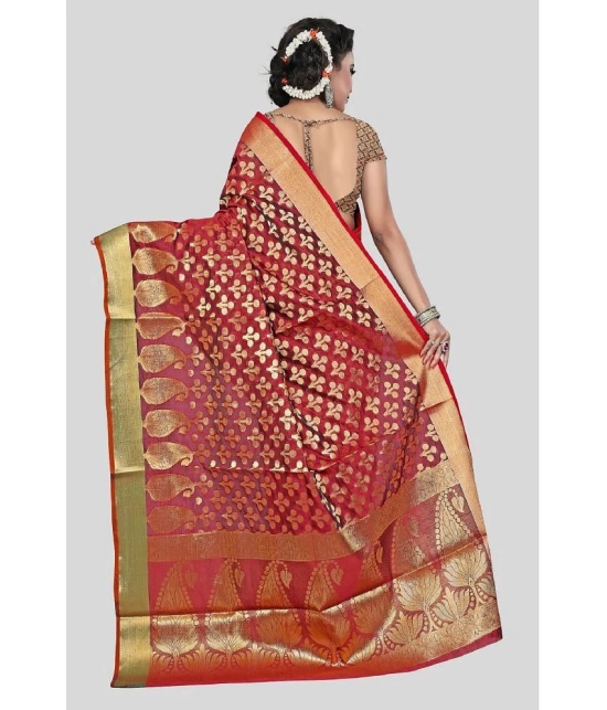 Gazal Fashions - Red Silk Blend Saree With Blouse Piece ( Pack of 1 ) - Red