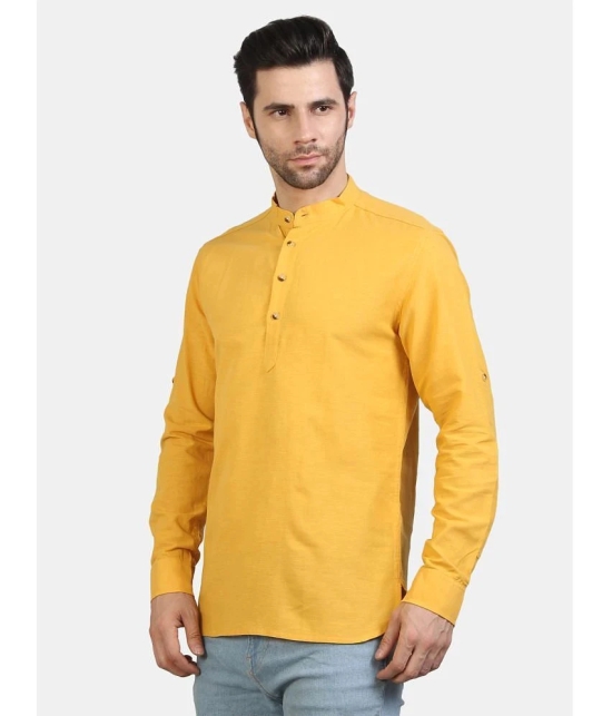 Life Roads - Yellow Cotton Mens Shirt Style Kurta ( Pack of 1 ) - None