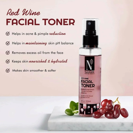 Nutriglow Advanced Organics Red Wine Facial Toner/Anti-Ageing/ Vitamin A C E 100ml