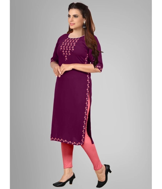 Kapadia - Wine Rayon Womens Straight Kurti ( Pack of 1 ) - None