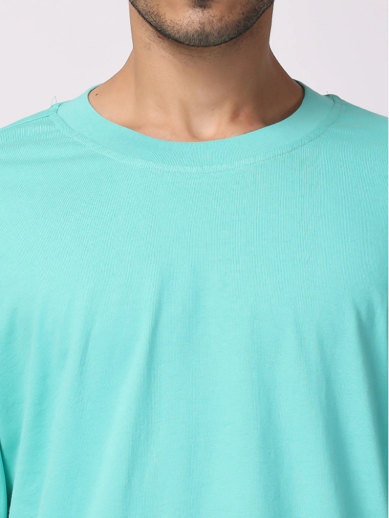 Sky Blue Plain Oversized Drop Shoulder T-Shirt-M / Sky Blue