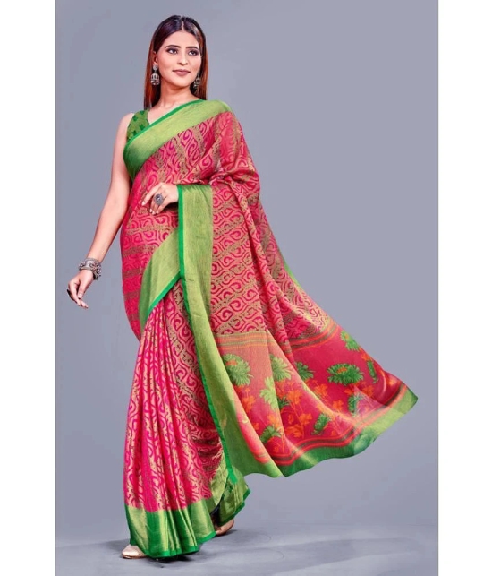 Sitanjali - Pink Brasso Saree With Blouse Piece ( Pack of 1 ) - Pink