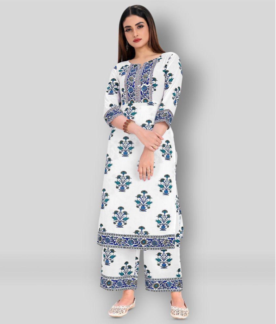 Vbuyz - White Straight Cotton Womens Stitched Salwar Suit ( Pack of 1 ) - S