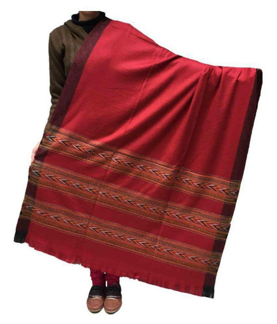 Kashmiri Shawl Maroon Loom-Woven Shawl