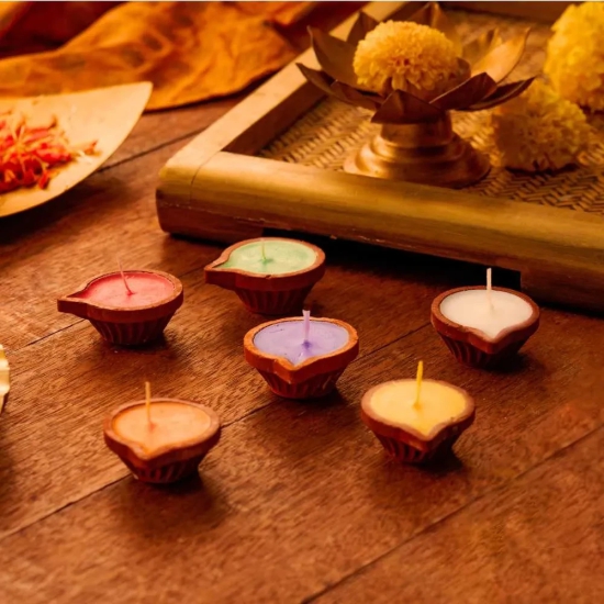 Colourful Wax Clay Diyas