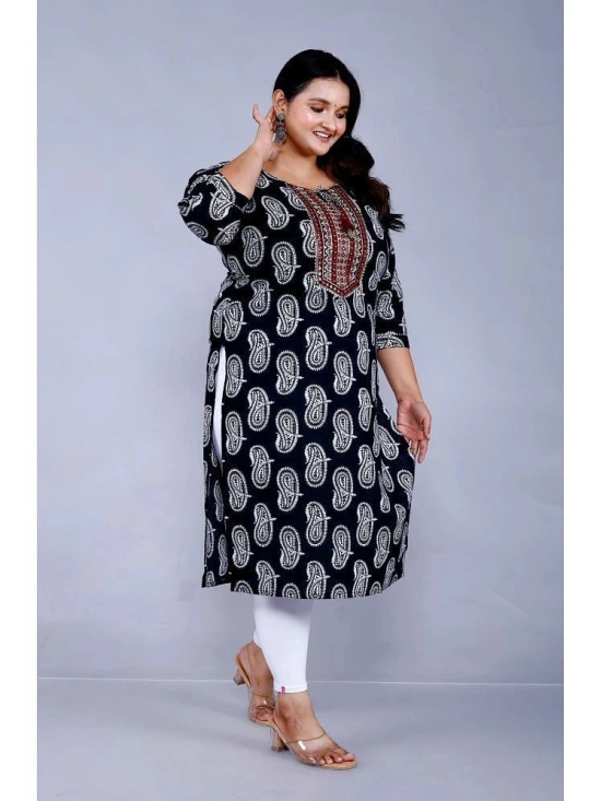 JC4U Cotton Embroidered Straight Womens Kurti - Black ( Pack of 1 ) - None