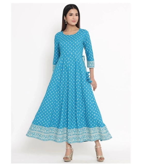 Kbz Blue Rayon Anarkali Kurti - XXL