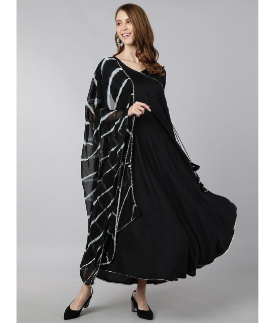 KIPEK - Black Anarkali Rayon Womens Stitched Salwar Suit ( Pack of 1 ) - None