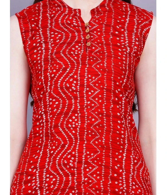 HIGHLIGHT FASHION EXPORT Rayon Printed Straight Womens Kurti - Red ( Pack of 1 ) - None