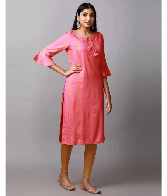 Alena Rayon Printed Straight Womens Kurti - Pink ( Pack of 1 ) - None