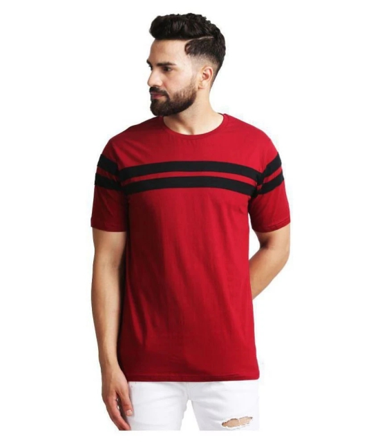 Leotude Cotton Maroon Striper T-Shirt - None