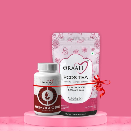 Oraah PCOS PCOD TEA Kashmiri Kahwa Flavour-PCOS/PCOD Tea + Hemoglobin Booster