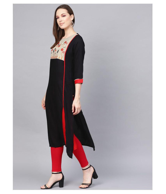 KSUT Black Viscose Straight Kurti - M