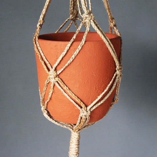 Handcrafted Terracotta Classic Terracotta Planter with Jute Macrame Hanger Design-4