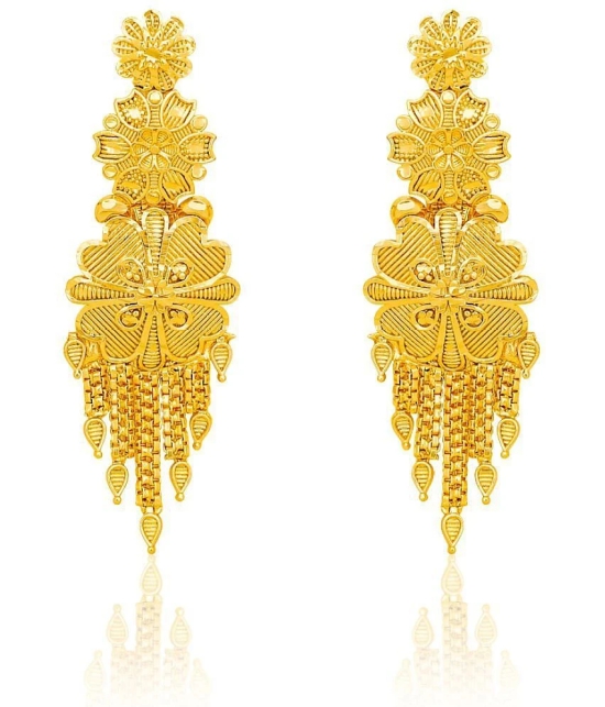 LUV FASHION Golden Chandelier Earrings ( Pack of 1 ) - Golden