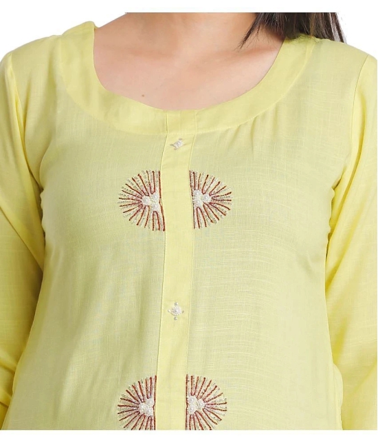 JC4U - Yellow Rayon Womens Straight Kurti ( Pack of 1 ) - None