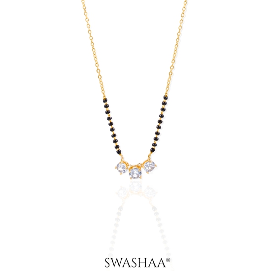 Esha Solitaire 14K Gold Plated Mangalsutra-Gold