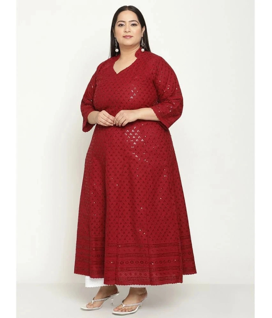 Queenley - Maroon Cotton Womens Flared Kurti ( Pack of 1 ) - None