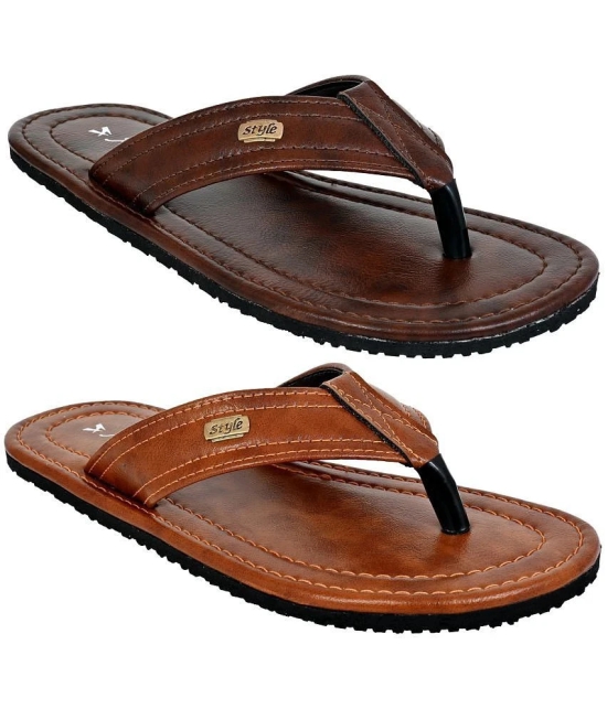 Altek Brown Mens Thong Flip Flop - None