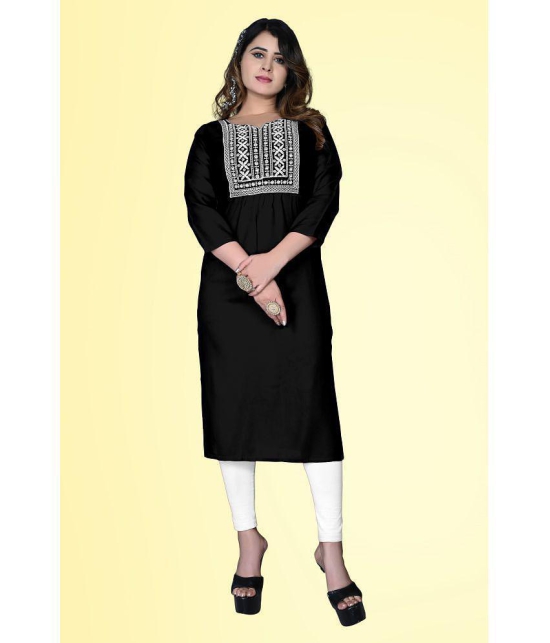 haya fashion - Black Rayon Women's Straight Kurti ( Pack of 1 ) - None