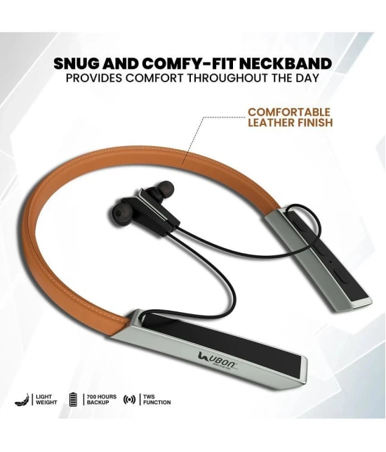 UBON 3960 700HOURS STANBY Bluetooth Bluetooth Neckband On Ear 70 Hours Playback Active Noise cancellation IPX4(Splash & Sweat Proof) Brown