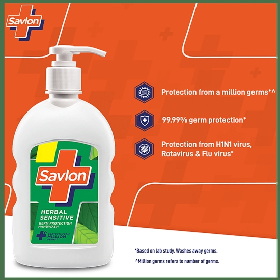 Savlon Herbal Sensitive Germ Protection Handwash - Protects from Million Germs, 200 ml