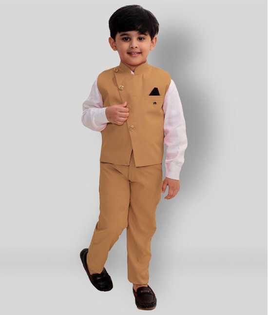 Fourfolds - Yellow Cotton Blend Boy's Shirt & Pants ( Pack of 1 ) - None