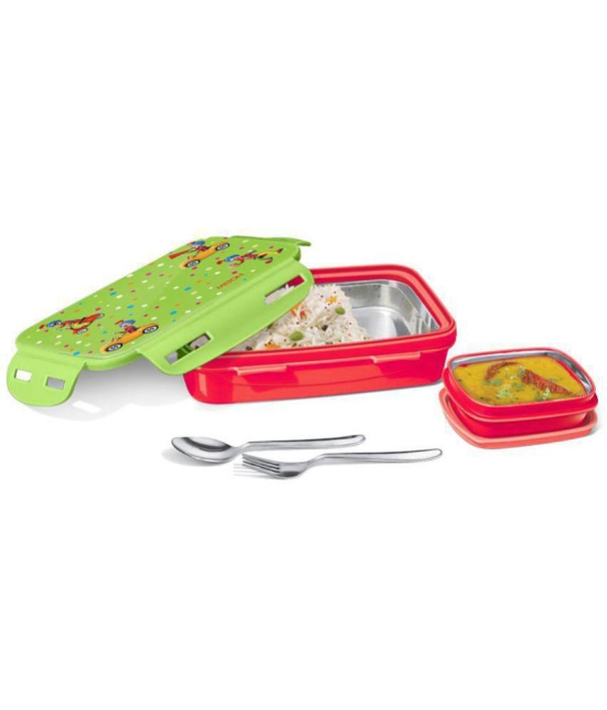 Milton Steely Deluxe Mini Inner Steel Kids Tiffin Box, Orange Grey