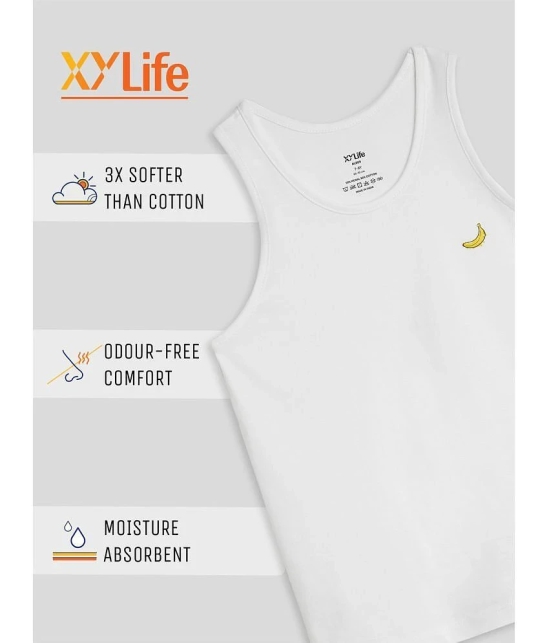 XY Life - White Cotton Solid Boys Vest ( Pack of 1 ) - None