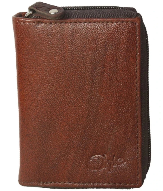 Style 98 - Leather Brown Mens Zip Around Wallet ( Pack of 1 ) - Brown