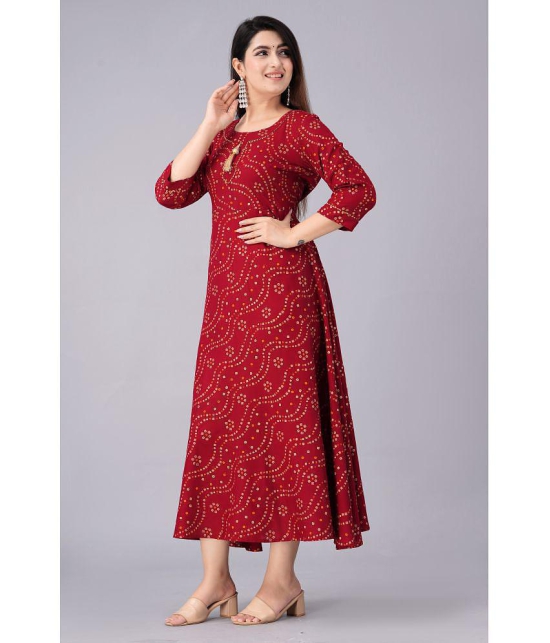 Smien - Maroon Rayon Womens Flared Kurti ( Pack of 1 ) - None