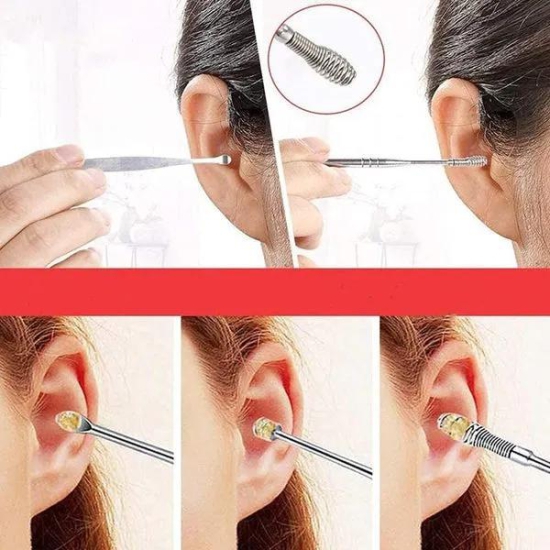 6 Pieces Ear Wax Removal Smooth Stainless Steel Kit
