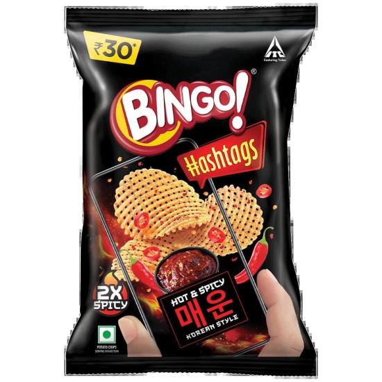 Bingo! Hashtags Hot & Spicy Korean Style Potato Chips, 53 Gm