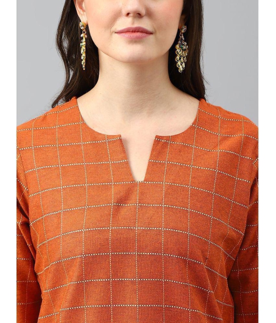 Hritika - Rust Cotton Women''s Straight Kurti ( Pack of 1 ) - None