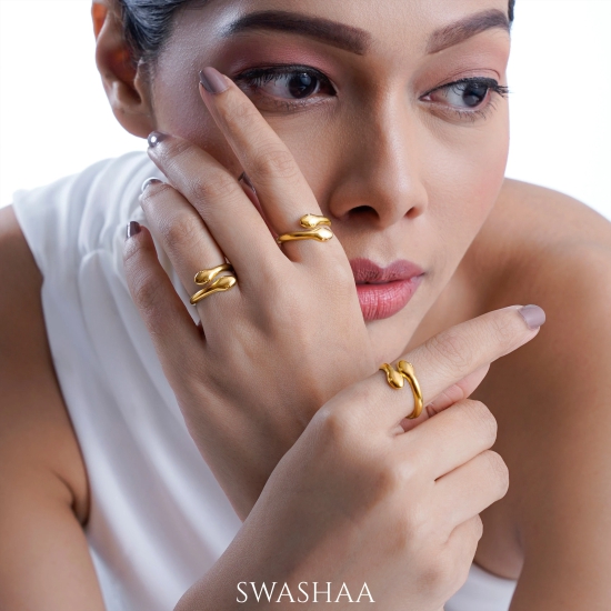 Leone Snake 18K Gold Plated Ring-Gold