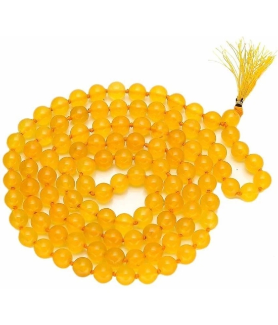 TEVATIYA Rosary 8 MM Yellow Hakik Mala 1 Piece ( Pack of 1 )