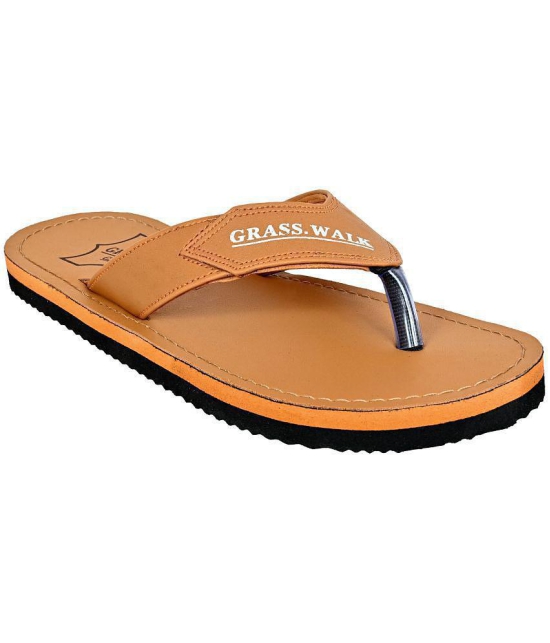 GRASS WALK - Tan Mens Thong Flip Flop - None