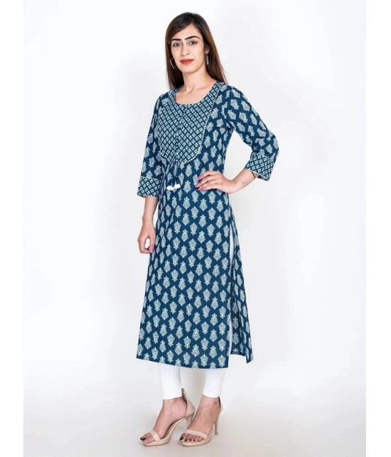 Swasti - Blue Cotton Womens Straight Kurti ( Pack of 1 ) - None