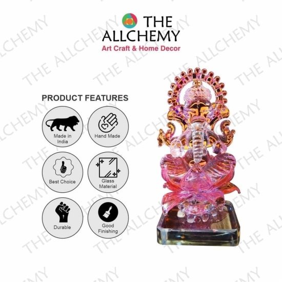 THE ALLCHEMY Glass Ganesha, Gifting Ganesha Statue (Red)