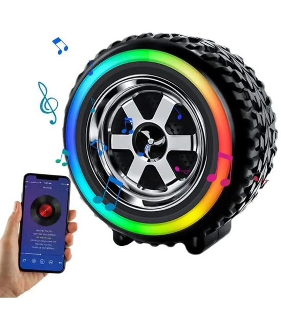 COREGENIX RGB TYRE 10 W Bluetooth Speaker Bluetooth V 5.1 with USB,SD card Slot Playback Time 10 hrs Black - Black