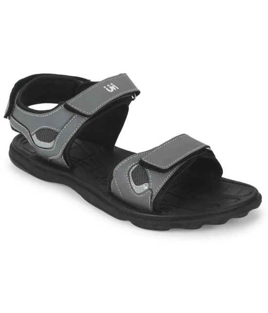 UrbanMark Men Comfortable Black Synthetic Floater Sandals - Grey - None