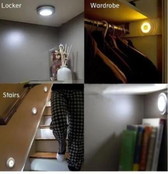 LED Light- 3 LED Battery Powered Stick Tap Touch Light For Kitchen/Wardrobe/Stairway (PACK OF 4)-Free Size