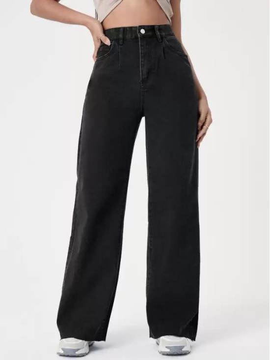 Women Flared High Rise Black Jeans